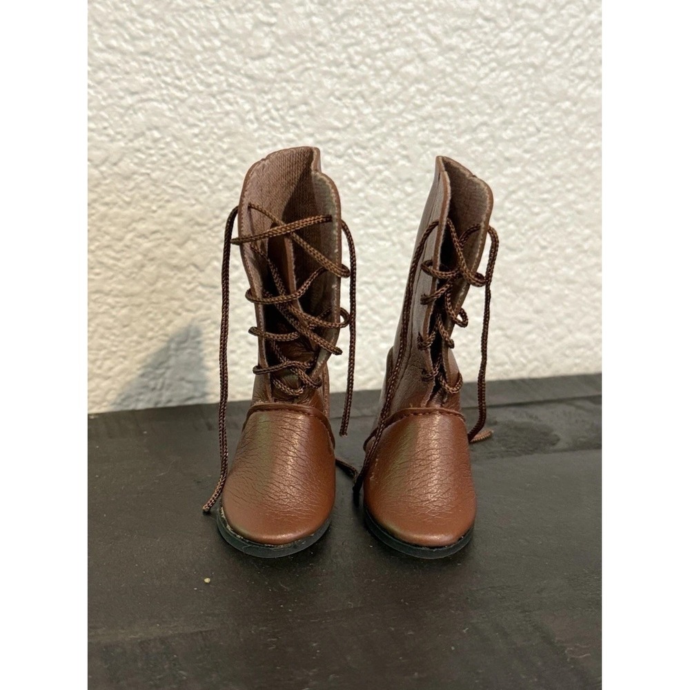 Vtg Dark Brown Lace Up Riding Boots Doll Shoe Tall